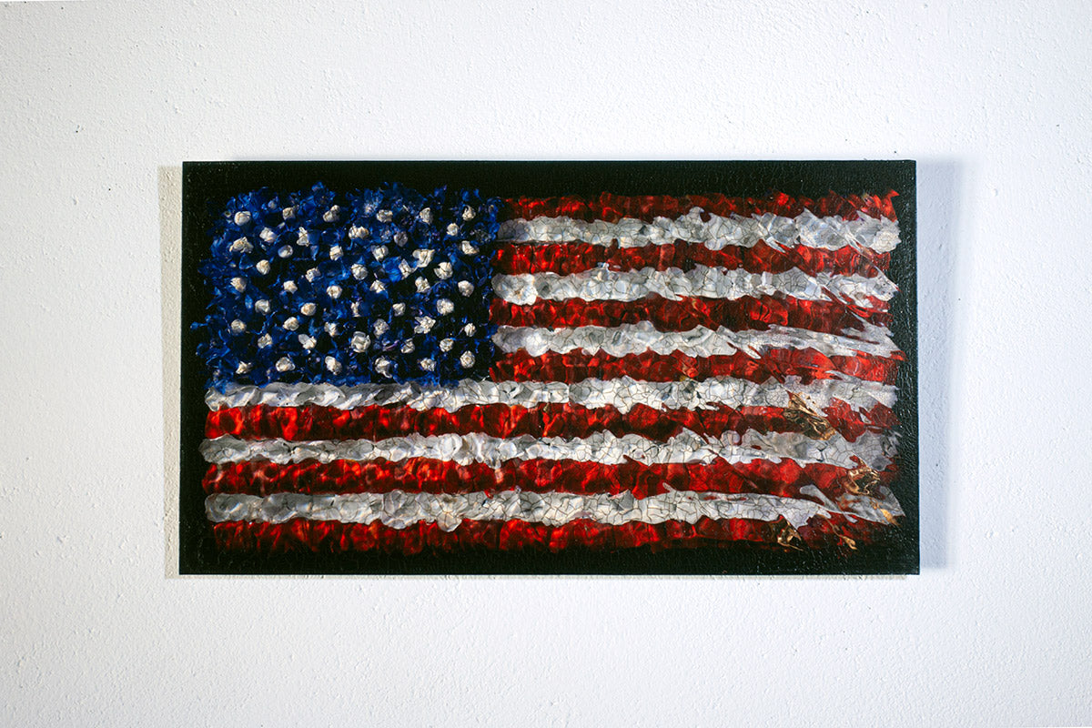 Underwater floral American flag artwork