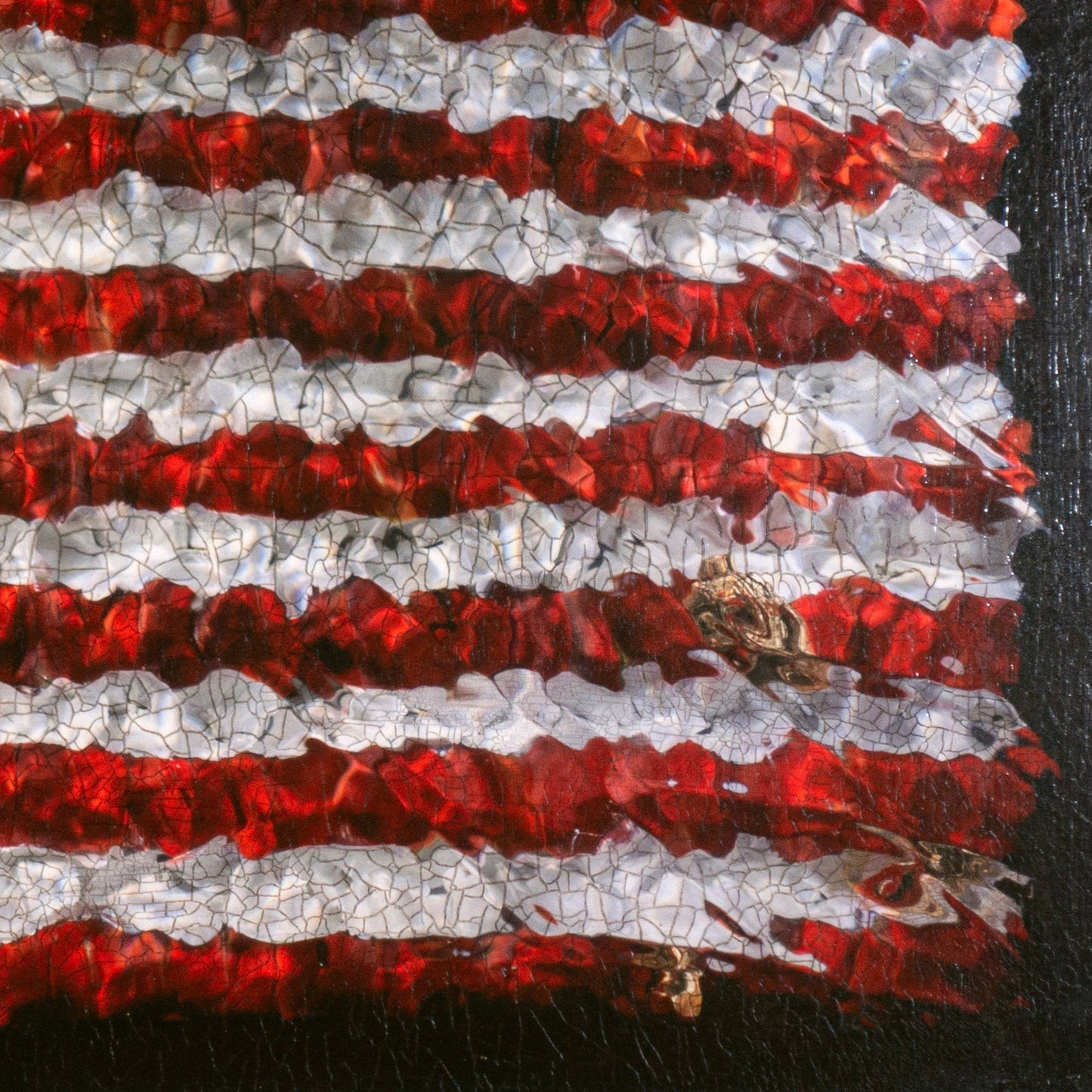 Unique flag sculpture in petals and oil paint