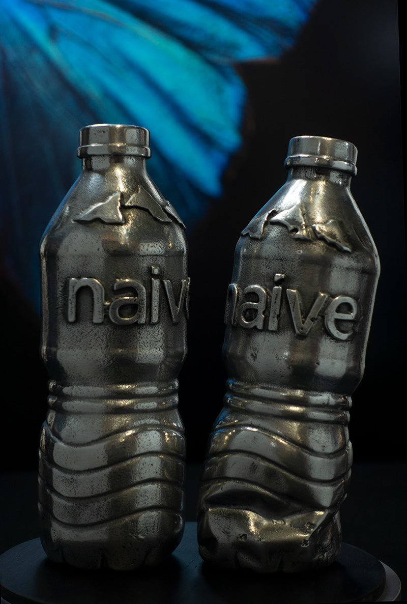 recycled aluminium water bottle sculptures