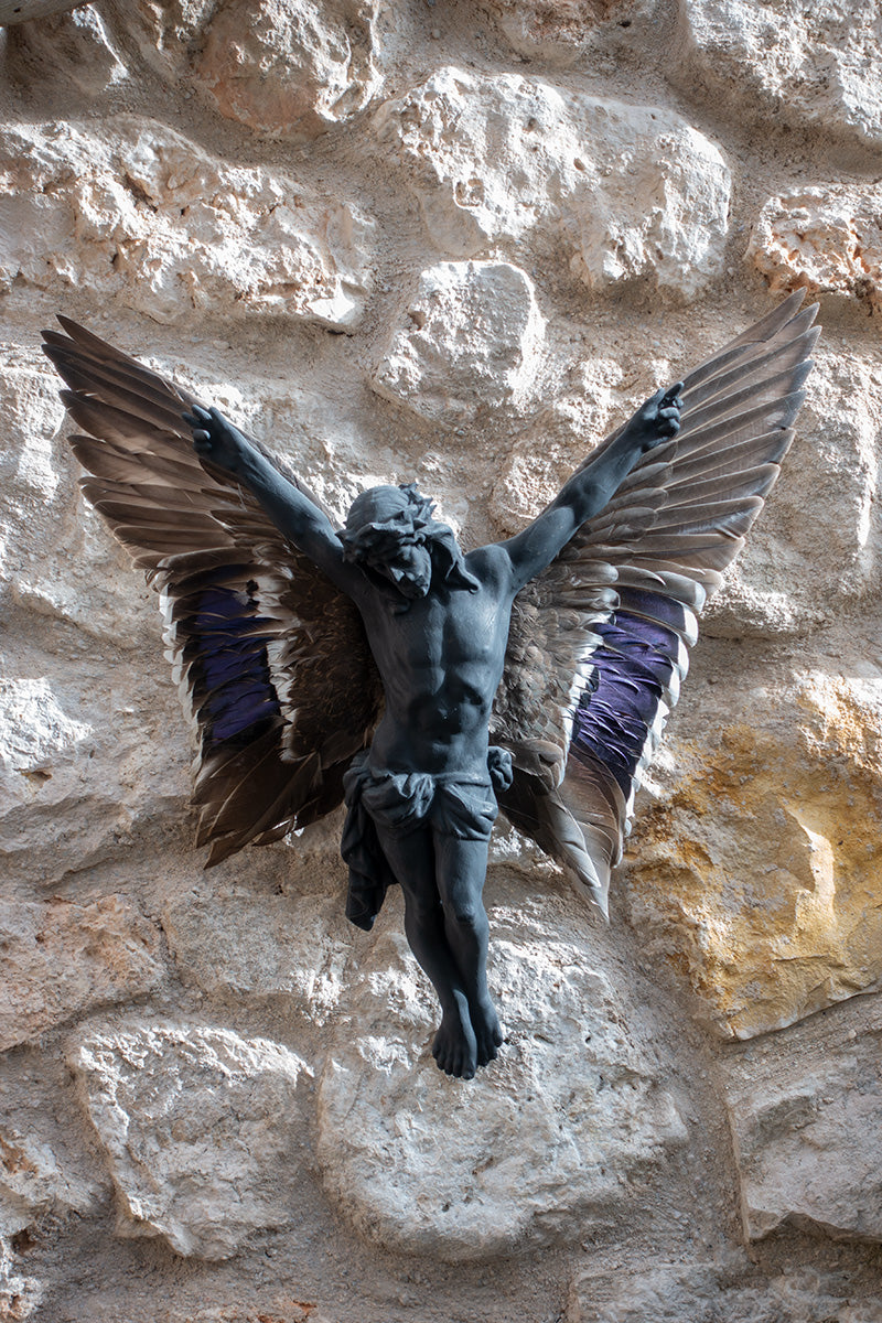jesus sculpture flying wings