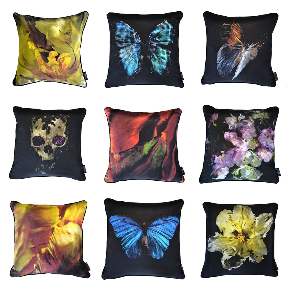 Caligo Eurilochus (owl) Butterfly Silk Cushion - €190 | Shop now & buy direct from the artists studio - Distil Ennui ™ est.1990.