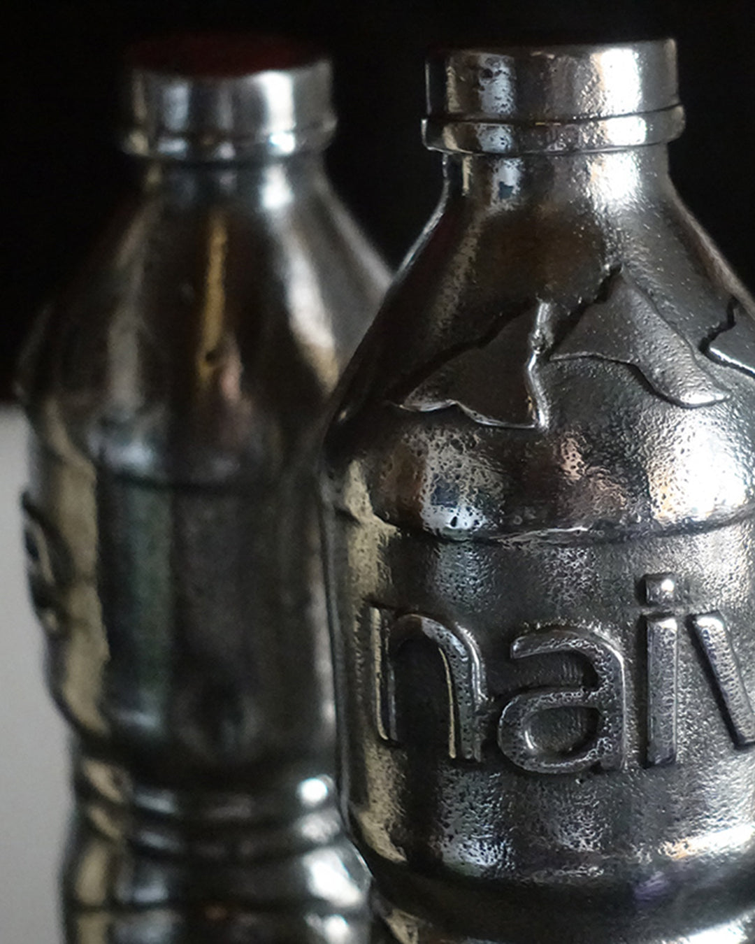 The Naive Twins recycled aluminium water bottle sculptures - €6400 | Shop now & buy direct from the artists studio - Distil Ennui ™ est.1990.