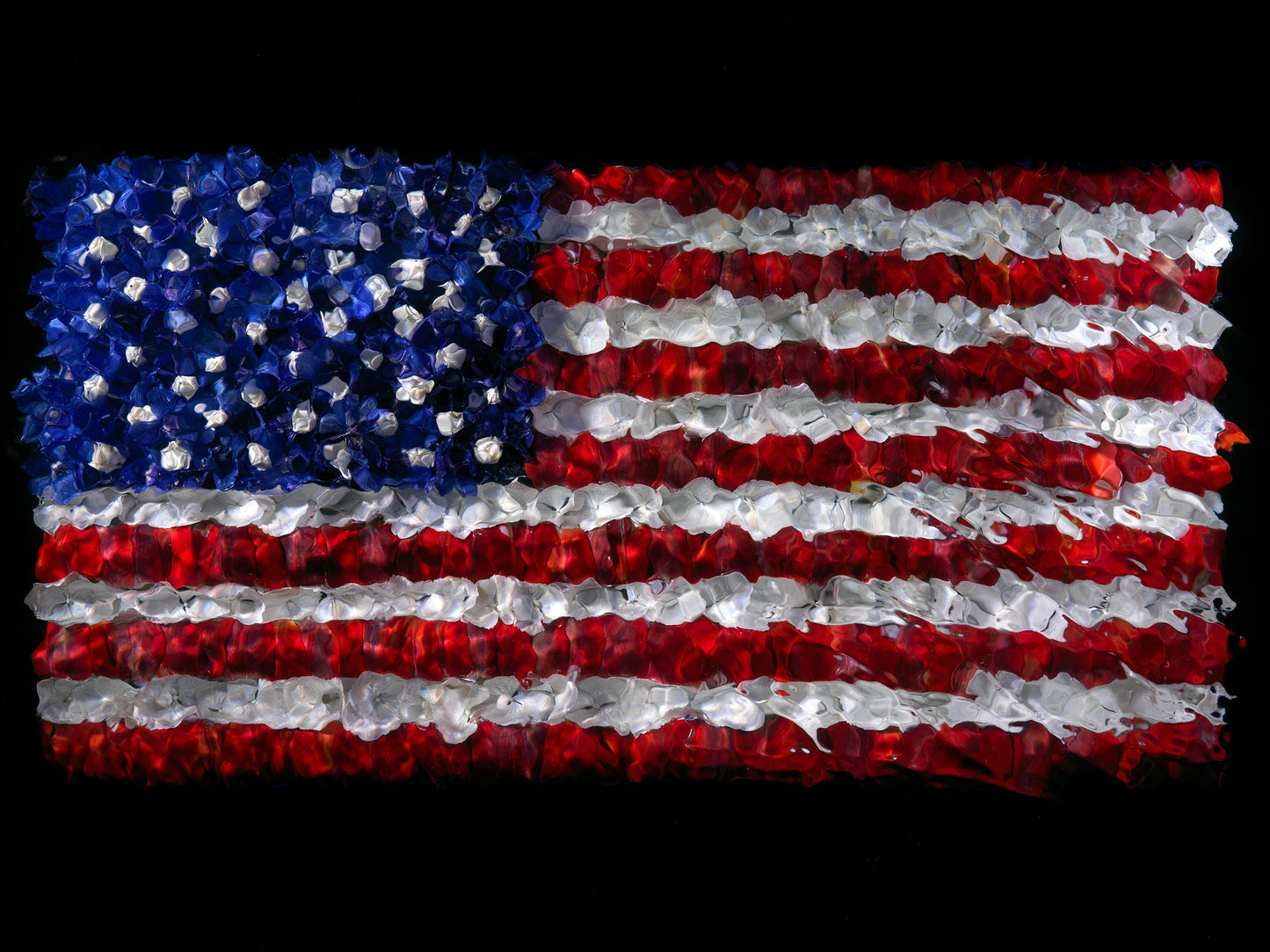Floral American Flag photographed underwater on film
