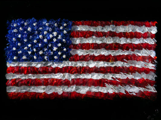 Unique fine art print of American Flag with flower petals