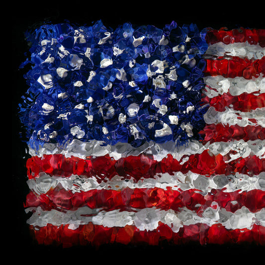 Underwater floral American Flag photographed on film