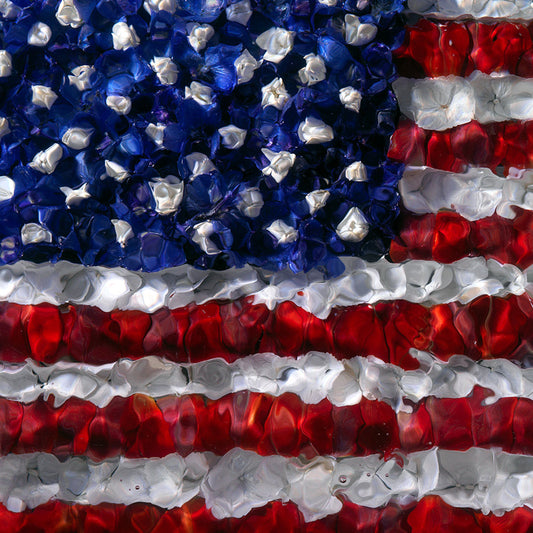 Unique underwater flag artwork photographed on film