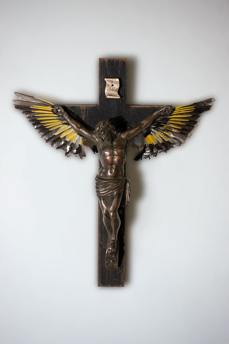Winged Jesus sculpture