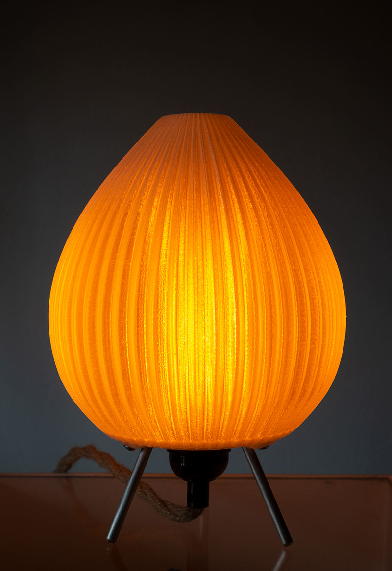 Sustainable bedside lamp with flame LED light