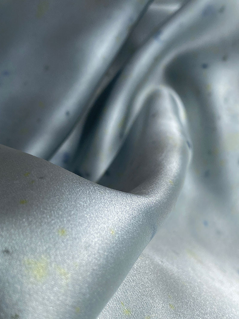 Eco-printed square scarf with natural dye and soft sheen