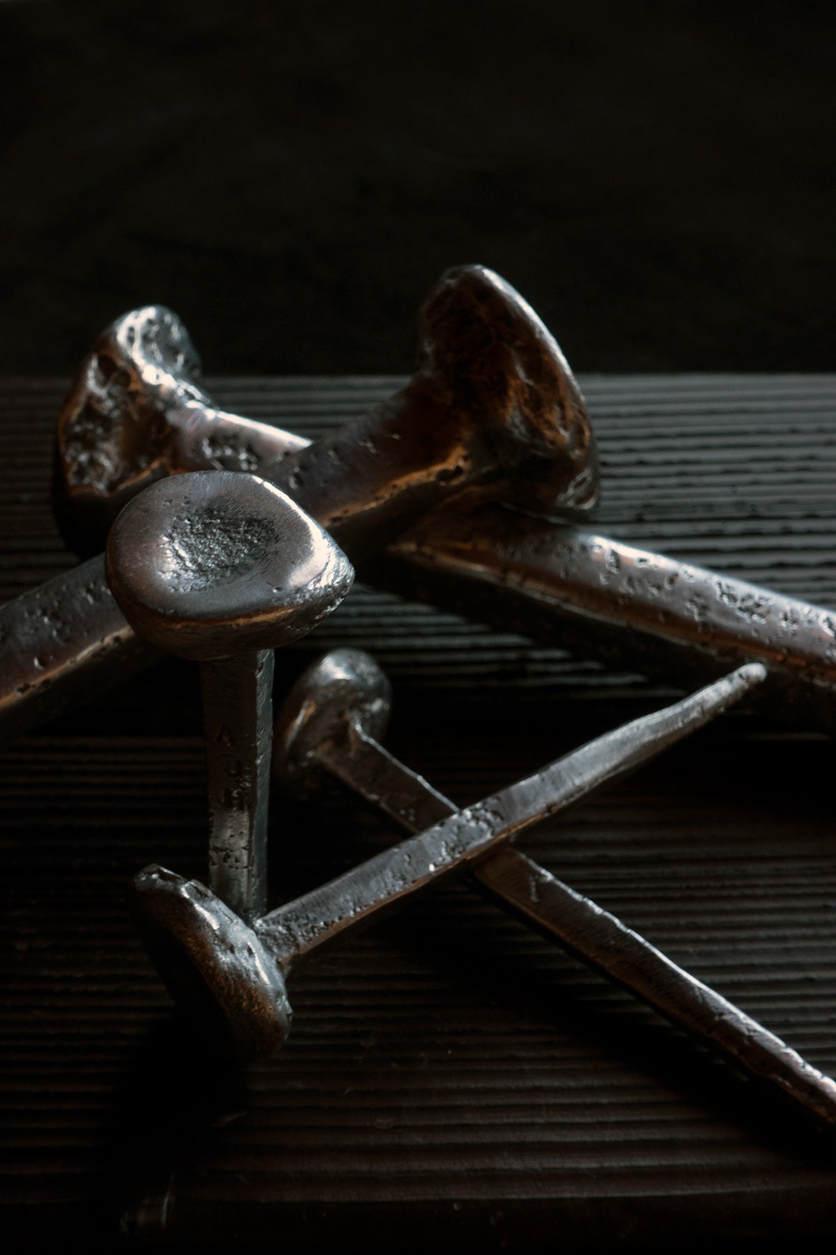 Round head hand forged crucifixion nails - €80 | Shop now & buy direct from the artists studio - Distil Ennui ™ est.1990.
