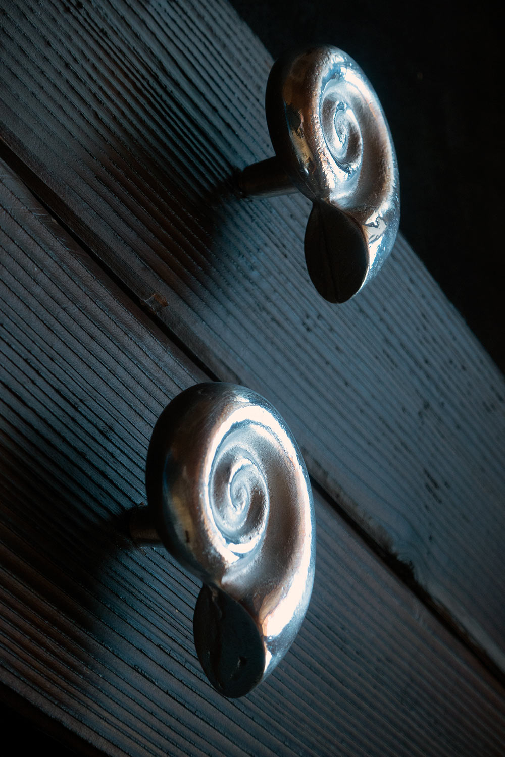 Coastal drawer pull made from reclaimed metal