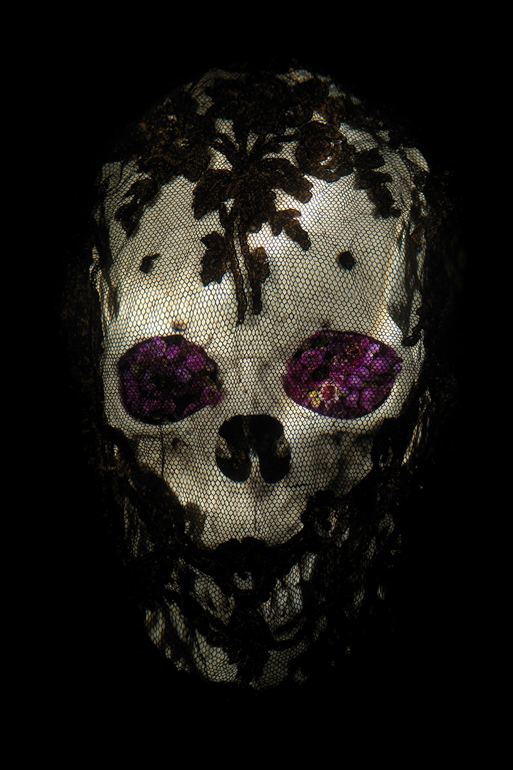 underwater human skull with flowers photography art