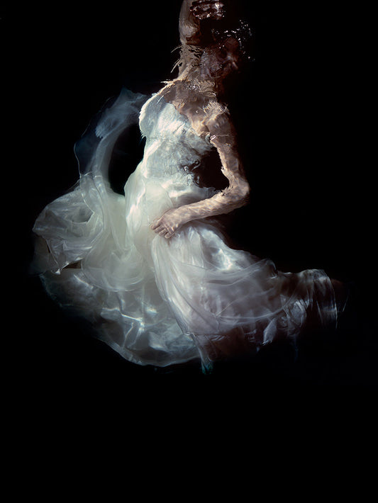 Ink Black Canvas: Mythical Figures in Underwater Darkness