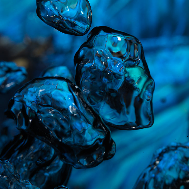 Blue Morpho Butterflies in Vanitas Embrace with Bubbles