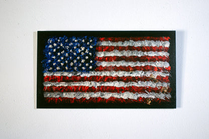 Underwater photograph of floral flag sculpture