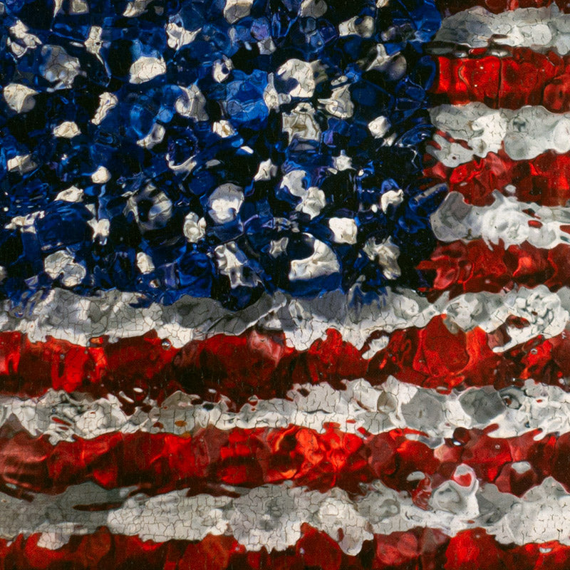 Oil-enhanced flower flag art on aluminum panel