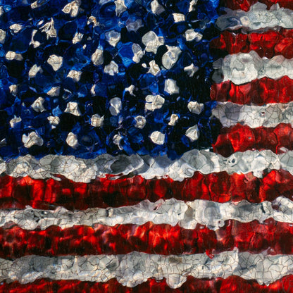 Signed & framed American flag with real flowers
