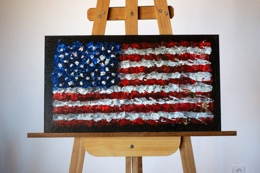 Aged American Flag No. 0176 floral fine art print