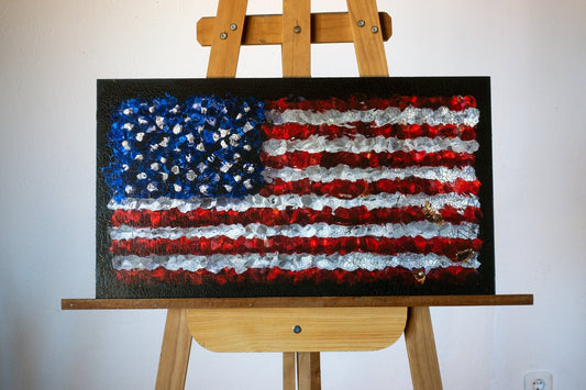 Aged American Flag No. 0113 floral art print