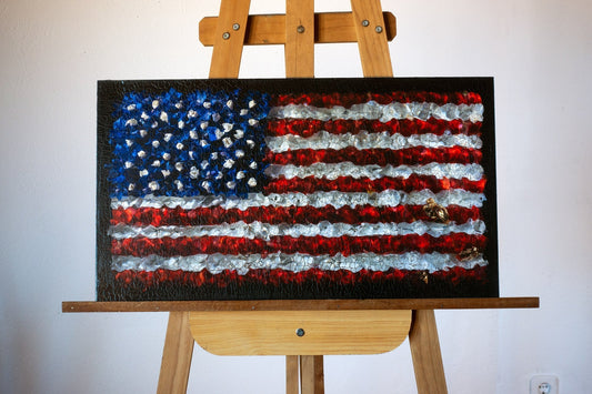 Aged American Flag No. 0110 floral print