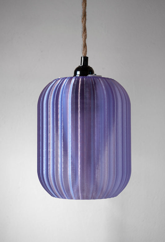 Lavender Vortex pendant lamp made from recycled filament