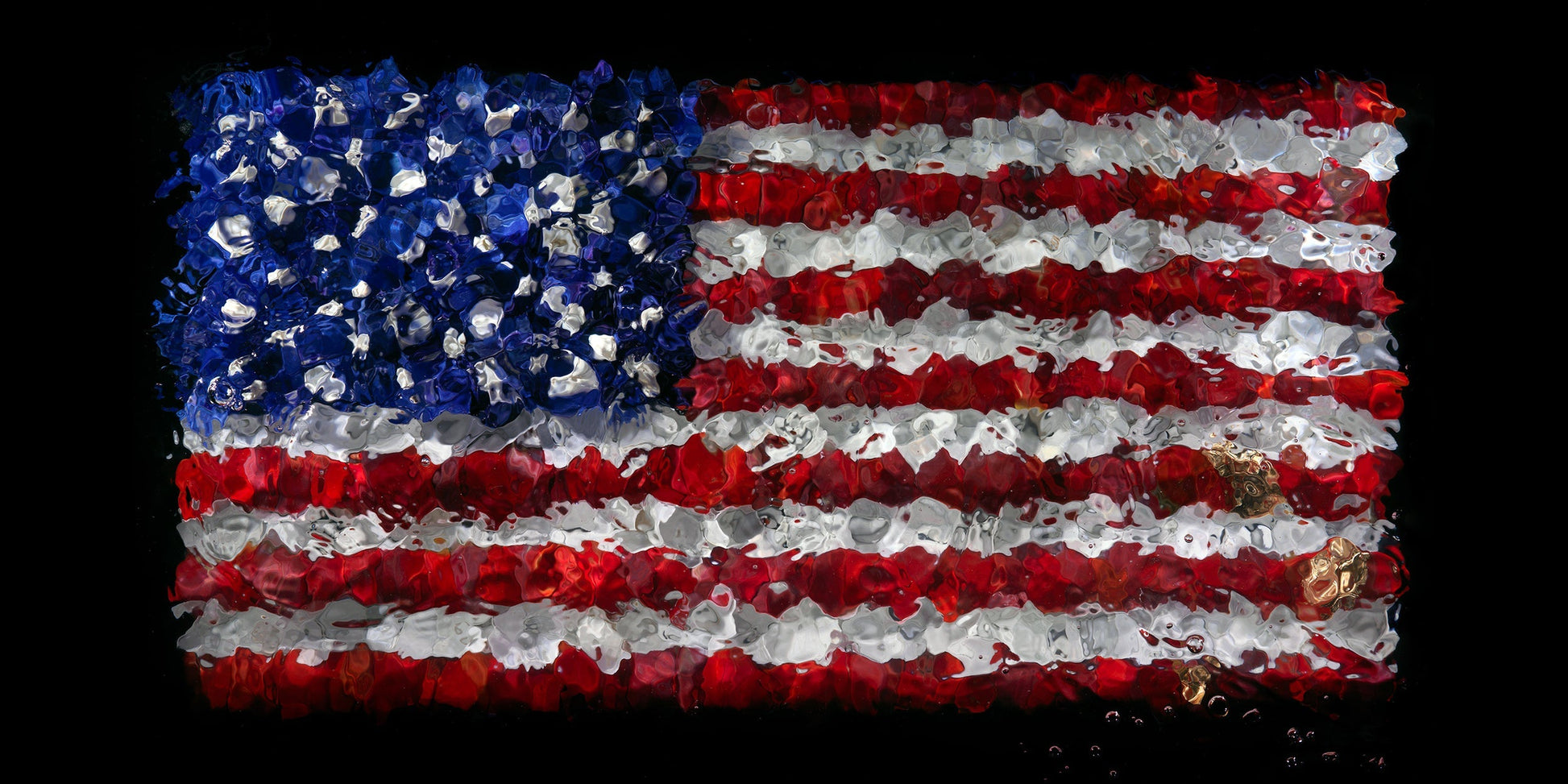 Underwater floral sculpture of American Flag in 4K