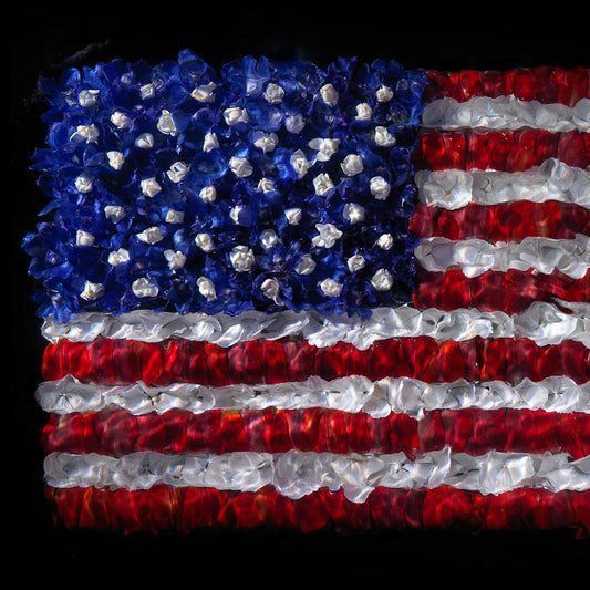 Unique giclée of American Flag made from real petals