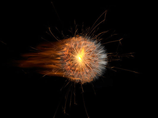 Underwater photograph exploding flower series sparks energy shot Warm Low Light tonality from the Fusion series
