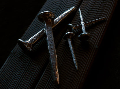 Round head hand forged crucifixion nails   - €80 | Shop now & buy direct from the artists studio - Distil Ennui ™ est.1990.