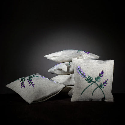 Lavender Travel Pillow In A Hand Embroidered Linen Cushion   - €9 | Shop now & buy direct from the artists studio - Distil Ennui ™ est.1990.