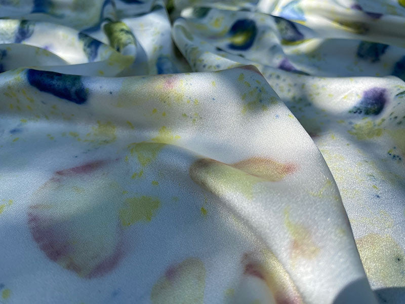 Circular-process silk scarf with zero-waste print