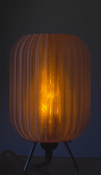 Textured 3D printed vortex lamp with hessian cord