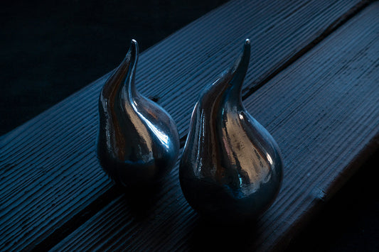 Water droplet desk sculpture in recycled aluminium