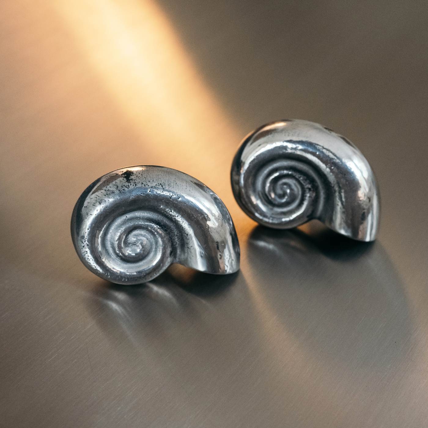hand cast forged door handles seashell