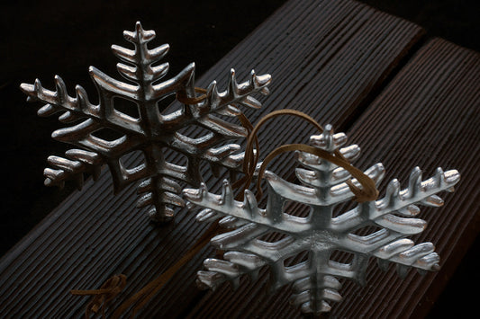 Recycled aluminuim snowflake tree ornament