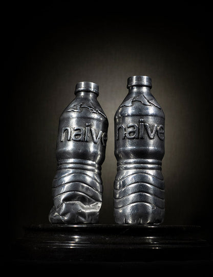 The Naive Twins recycled aluminium water bottle sculptures