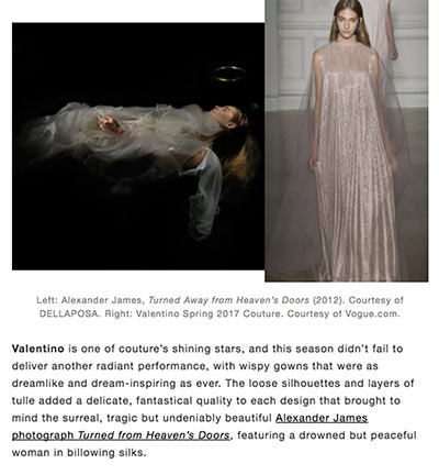 Ophelia referenced to Valentino catwalk show of flowing silks