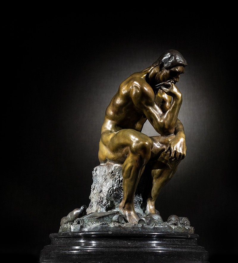 What would Auguste Rodin or his subject in The Thinker be contemplating if it were made today